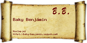 Baky Benjámin névjegykártya